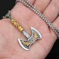 Pendentif Hache Viking Collier Acier Titane Mythologie Nordique Bijoux Homme Femme Unisex Vintage Corbeau Chaîne Gros Export
