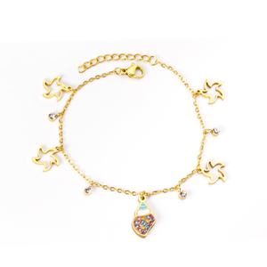 New Stainless Steel 18k Chain <b>Bracelet</b> <b>for</b> Little <b>Girl</b> with Small Zircon and Conch OEM/ODM Design - Product Image 1