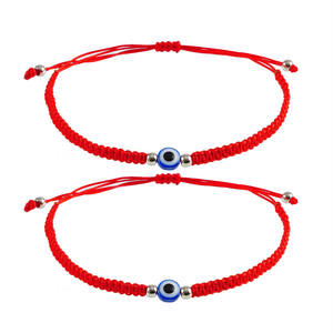 2pcs <span class=keywords><strong>Evil</strong></span> Eyes Bracelets pour Femmes Hommes Adolescents Filles Garçons Corde Tressée Réglable Yeux Bleus Couple Bracelet d'Amitié - Product Image 6