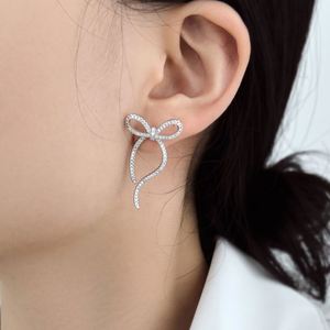 Dylam Bow-knot Stud <b>Earrings</b> Plated Sterling Silver Full 5A Cubic Zirconia Women Fine Fashion <b>Cute</b> Jewelry <b>Earrings</b> for Daily - Product Image 6