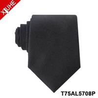 Cravate pour hommes d'affaires Cravate formelle en soie de couleur unie Tissé Noir Cravates en polyester personnalisées pour hommes