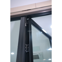 Porte coulissante pliante insonorisée pour cour intérieure AMJ Villa, en aluminium NFRC, style postmoderne, ouverture latérale, verre Low-e, porte pliante à double battant