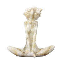Statue de femme yoga abstraite en résine beige, faite à la main, effet marbre, décoration moderne de luxe pour la maison, sculpture pour le salon