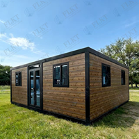 Maison préfabriquée FLKT de luxe à toit plat, extensible, à double aile, pliable, à montage rapide, isolée, en acier léger