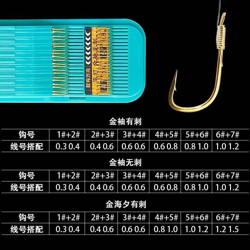 ตะขอเบ็ดมีเงี่ยง ปลอกทอง [ตะขอคู่ 20 ซม. พร้อมสายลีดเดอร์]