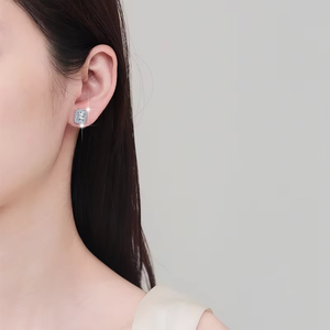 Bộ trang sức cao cấp bạc S925 đính đá Moissanite 1CT cắt Radiant, màu D, độ tinh khiết VVS1 dành cho nữ - Product Image 5