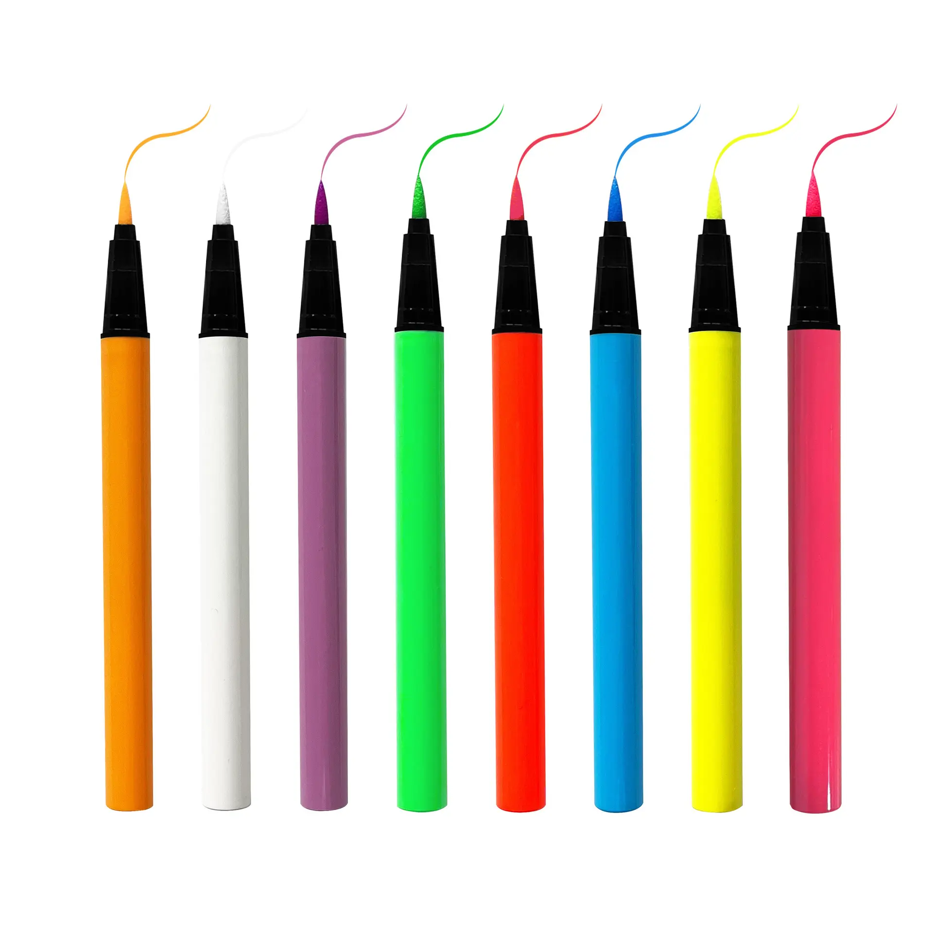 Giymek kolay özel Logo renkli göz kalemi Neon kalem uzun ömürlü su geçirmez özel etiket Vegan floresan göz kalemi kalem