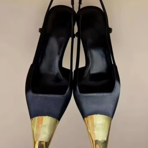 Luxury And Elegant Women Stiletto <b>Heels</b> High-Quality Leather Fashionable Single Shoes With Shiny Crystals And Hollow Side Design - Product Image 5