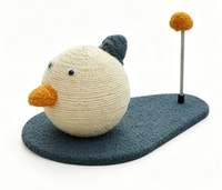 Jouet à gratter pour chat en sisal en forme de canard mignon, boule ronde en sisal pour affûter les griffes avec jouet pompon à ressort élastique, base antidérapante en flanelle