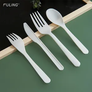 FULING Biodegradable Disposable PLA Utensils Compostable Cutlery Set Plastic Spoon Knife Fork