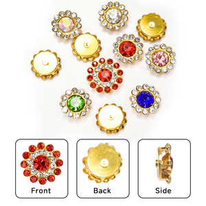 반짝이는 라인스톤 골드 베이스 9.8mm 컬러드 글라스 플랫 백 친환경 논 핫픽스 바느질 보석 DIY 쥬얼리 헤어 클립 웨딩 - Product Image 4