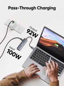 ฮับ USB-C hdmi คุณภาพสูง 5 in 1 5 พอร์ต พร้อมอะแดปเตอร์แปลง 3USB+PD+HDMI ชาร์จเร็ว ฮับ Type C มัลติพอร์ต - Product Image 4