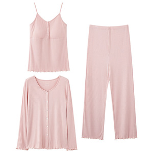 <span class=keywords><strong>Pigiama</strong></span> Premaman a Tre Pezzi in Modal a Righe con Scollo a V, Maniche Lunghe, per Primavera, Autunno e Inverno - Product Image 5