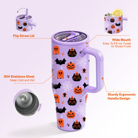 Gobelet isotherme à double paroi en acier inoxydable de 40 oz (1200 ml) pour Halloween, anti-fuite, avec paille, couleurs personnalisables, cadeau de vacances pour