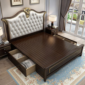 Letto Matrimoniale Personalizzato in Pelle Stile <span class=keywords><strong>Principessa</strong></span> Europeo per Camera da Letto Padronale da 2 e 2,2 Metri Letto Nuziale di Lusso Francese per Villa di Lusso - Product Image 6