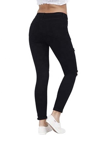 Jean taille haute <span class=keywords><strong>noir</strong></span> pour femmes, <span class=keywords><strong>pantalon</strong></span> en Denim Stretch, déchiré, moulant, mode 2020 - Product Image 4