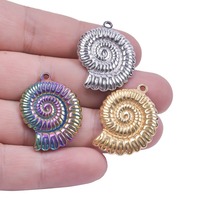 Pendentif Nautilus en acier inoxydable de 30 mm, plaqué or 18 carats, série Océan, breloques coquillages pour la fabrication de bijoux DIY