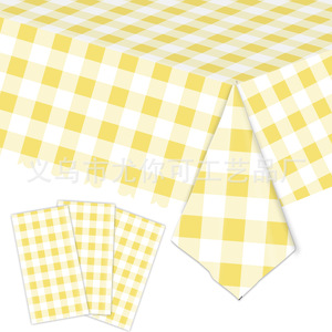 Six Color Checkered Disposable <b>Tablecloth</b> With Napkins For Birthday Party Casual Style <b>Plastic</b> Paper Tableware Set - Product Image 5