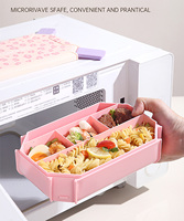 Boîte à lunch en PP à imprimé léopard, avec poignée portable, compartiments multiples, boîte bento, récipient de stockage alimentaire compatible micro-ondes pour les enfants à l'école