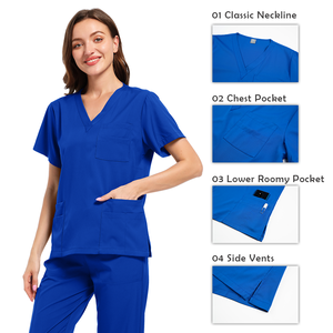 Uniforme chirurgical extensible Spandex Polyester vêtements de travail maternité gris anatomie Anti-rides toutes tailles femmes hommes Salon uniformes - Product Image 3