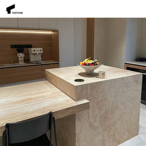 Tostone tinh tế tự nhiên màu đỏ travertine đá không thấm nước Countertop cho Vanity Top Home Bar khách sạn trang trí nội thất - Product Image 6