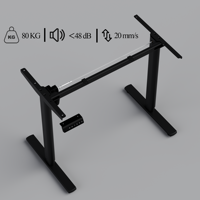 PRORIALS Cadre de bureau debout ergonomique moderne à moteur unique, fonctionnement silencieux, hauteur réglable, montage facile, acier inoxydable, 80 kg