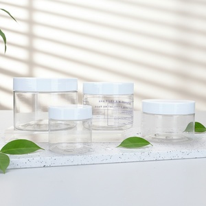 Wholesale Empty Different Capacity 30ml 50ml 100ml 120ml 150ml 200ml 250ml Clear Cosmetic Cream Pet <b>Plastic</b> <b>Jar</b> With White Lid - Product Image 1