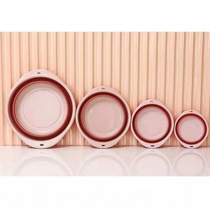 Lavabo Plegable Ovalado de Plástico Rosa para Dormitorio, Viajes al Aire Libre, Lavado de Cara, Baño de Pies - Product Image 4