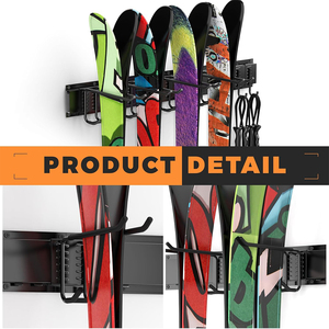 Organizzazione per <span class=keywords><strong>Parete</strong></span> del Garage, Porta Sci e Snowboard in Metallo Nero Resistente - Product Image 5