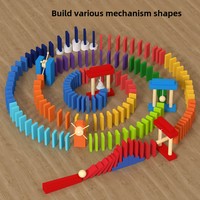 Vente en gros de 1200 pièces personnalisées de blocs de construction dominos en bois jeux de bricolage colorés pour enfants boîte emballée