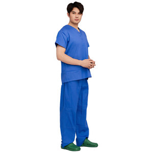 Grosir set scrub medis leher V lengan pendek kustom wanita dan pria seragam rumah sakit pakaian kerja dokter perawat set - Product Image 4
