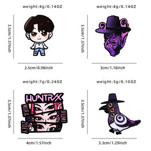 Набор булавок из цинкового сплава YINI K-POP HUNTRX Girl Group & мистический стиль-эмалевые значки с УФ-принтом для поклонников, любителей аниме - Product Image 5