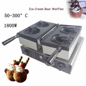 XEOLEO profesyonel ticari yapışmaz aperatif 2 adet Machine makinesi dondurma ayı şekli Waffle makinesi 1800W Waffle Waffle makinesi - Product Image 5