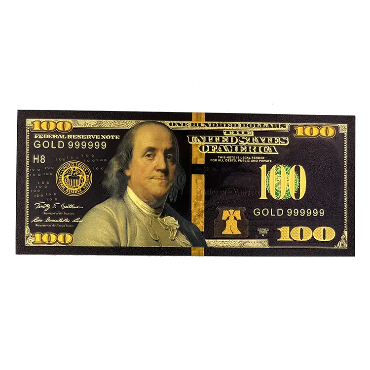 Harga kompetitif foil emas berlapis bank catatan Hitam 100 uang kertas tagihan dolar uang kertas