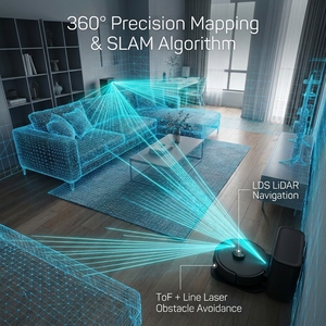 <span class=keywords><strong>Aspirateur</strong></span> robot à forte aspiration 20000Pa avec station d'auto-vidage <span class=keywords><strong>et</strong></span> navigation LDS SLAM - Product Image 6