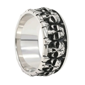 Men's Titanium Steel <b>Skull</b> <b>Ring</b> Geometric Skeleton Design Punk Style Fashion Jewelry Gift Silver Gold Black - Product Image 1