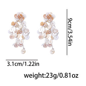 Fashionable Circle Shell Stitching <b>Holiday</b> Style Women's <b>Earrings</b> - Product Image 2