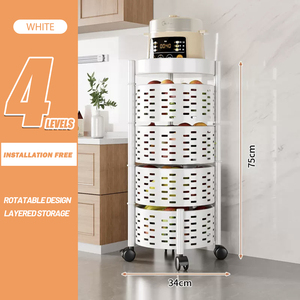Carro de metal giratorio fácil, estante para verduras, estante de almacenamiento para vajilla, estante de almacenamiento giratorio multicapa - Product Image 3