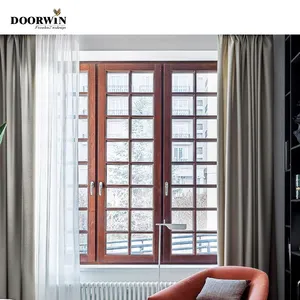 Doorwin European Style Triple Glazed Hurricane Impact Resistant Wood Casement Tilt Turn Window With Mosquito Net