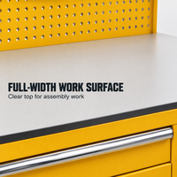 Armoire à outils roulante robuste avec panneau perforé, plateau en bois, établi mobile bleu industriel pour garage et atelier