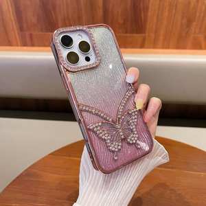 Custodia trasparente per telefono con farfalla di vendita calda per <span class=keywords><strong>iPhone</strong></span> 16 Pro Max 15Plus <span class=keywords><strong>11</strong></span> 12 13 <span class=keywords><strong>Cover</strong></span> protettiva placcatura a colori - Product Image 4