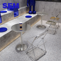 Sedia da Pranzo in Acciaio Inox Stile Industriale SEM per Caffè, Hotel, Scuola, Sedia Pieghevole in Acrilico per Dessert, Arredamento per Ristoranti