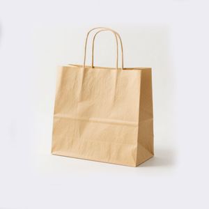 Bolsa de Papel Kraft Reciclado KM, Reutilizable para Compras, para Tiendas de Moda Femenina, Impresa en Amarillo - Product Image 4