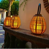Lanternes solaires en rotin à énergie solaire, lumière extérieure étanche pour décoration camping, lampe suspendue, lanterne de jardin