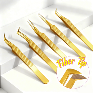 Kostenlose Individuelle Logogestaltung Spitze Gerade Faser Premium Edelstahl Professionelle Wimpernverlängerungs-Pinzette 45 90 Grad Antistatisch - Product Image 1