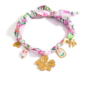 Collar DIY Hecho a Mano con Colgante de Acero Inoxidable y Dijes de Flor en Color Oro de 18K, Joyería de Regalo - Product Image 5