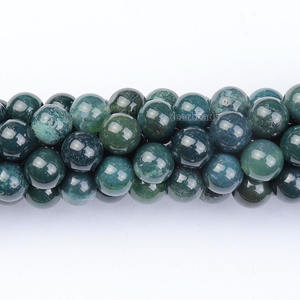 Perles en vrac en <span class=keywords><strong>pierre</strong></span> d'agate de mousse verte <span class=keywords><strong>semi</strong></span>-précieuse naturelle bon marché en gros pour la fabrication de bijoux 4/6/8/10/12mm, 38CM - Product Image 3