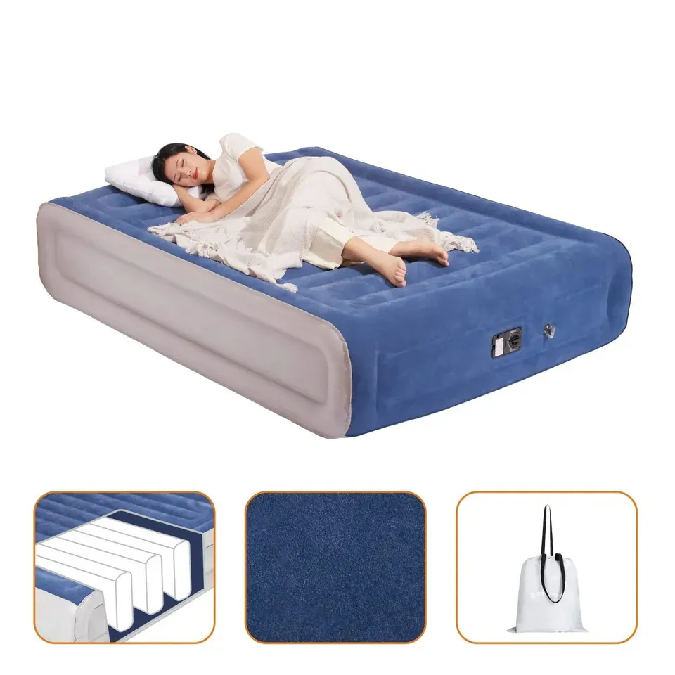 Lit pneumatique de camping automatique de luxe en gros avec matelas pneumatique gonflable à pompe intégré