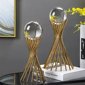 Crystal glass ball on stand with gold display stand base Home Decoration Ornaments