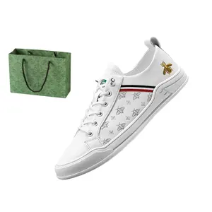 新款G蜜蜂原创设计运动鞋白色男式女式高品质意大利手工经典绿色豪华包装步行鞋